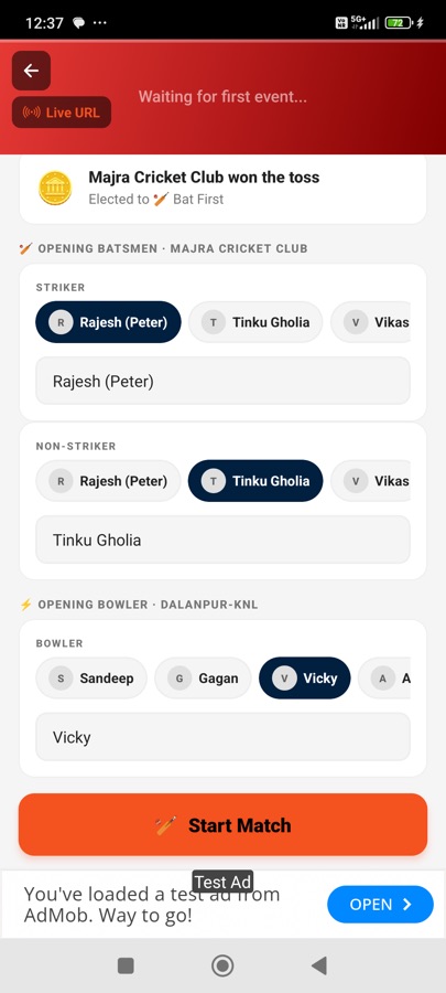 Match start setup choosing openers and bowler